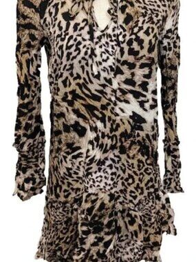 Banana Republic Dress Animal Swing Ruffle sleeves dress:xs Petite